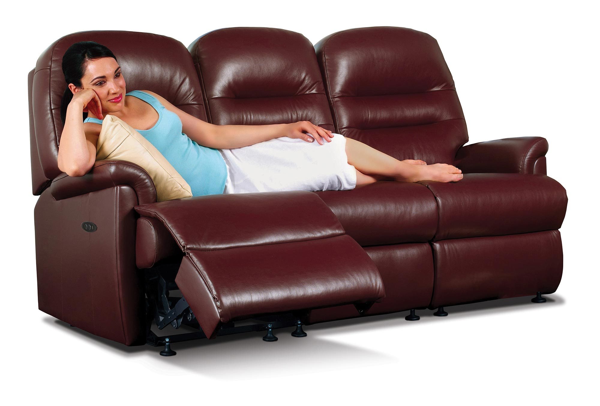 Amy Leather 3 Seater Electric Reclining Sofa - Dennetts Furniture