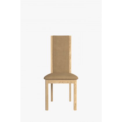 Windsor Stockholm Oak High back chair in Taupe Faux Leather