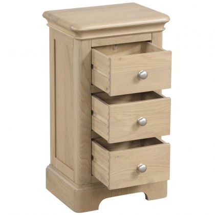 Lydford Oak Compact 3 Drawer Bedside