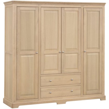 Lydford Oak Quad Wardrobe With 2 Drawers