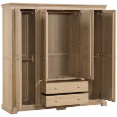 Lydford Oak Quad Wardrobe With 2 Drawers