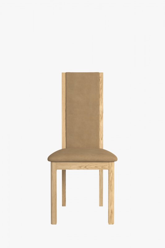 Windsor Stockholm Oak High back chair in Taupe Faux Leather