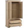 Lydford Oak Double Wardrobe With 2 Drawers